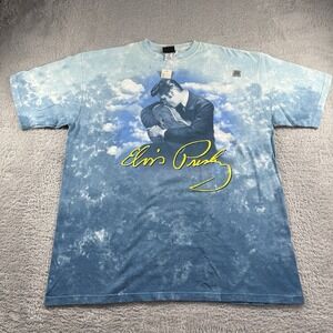 Vintage Elvis Presley Shirt Mens XL Blue Tie Dye Ombre Liquid‎ Blue Deadstock